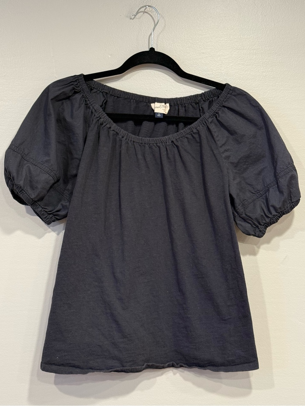 Universal Thread Women's Puff Short Sleeve Peasant Top Black Size XS